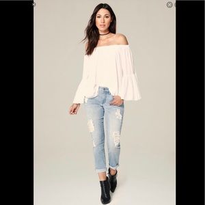 Bebe distressed girlfriend jeans